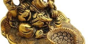 White Metal Ganesh Diya