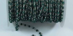 Jade Emerald 3 MM Wire Wrapped Beaded Rosary Chain