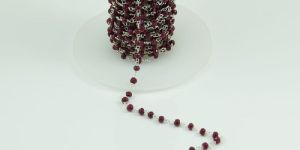 Jade Ruby 3 MM Wire Wrapped Rosary Beaded Style Chain