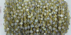 Labradorite 3 MM Wire Wrapped Beaded Rosary Chain
