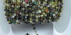 Multi-Stone 3 MM Wire Wrapped Beaded Rosary Chain