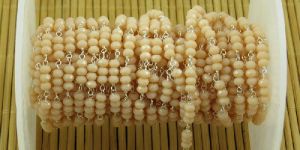 Peach Crystal 3 MM Wire Wrapped Chain