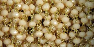 Peach Crystal 3 MM Wire Wrapped Rosary Chain