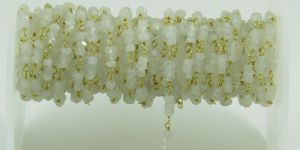 Rainbow Moonstone 3 MM Wire Wrapped Beaded Rosary Chain