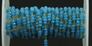 Turquoise Crystal 3 MM Beaded Wire Wrapped Rosary Chain