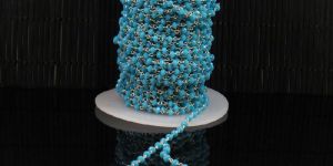 Turquoise Crystal Beaded Wire Wrapped Rosary Chain
