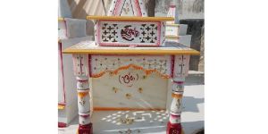 Hindu White Marble Temple Designed for Home Decor