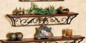 Wooden Iron Wall Shelf