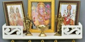 Wooden White Temple Wall Shelf