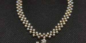 Yellow Gold Real Diamond Necklace Set