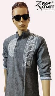 Mens Grey Kurta Pajama Set