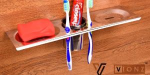 SS DOUBLE SOAP DISH WITH TUMBLER