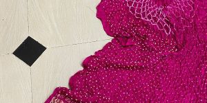 Pure Gaji Silk with Makdi Bandhej Work Zari Pallu Dupatta