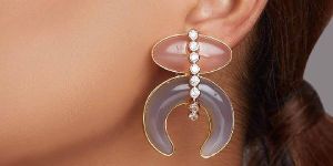 Rose Quartz Drop Earrings with Agate