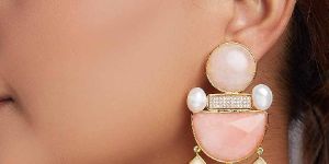 Rose Quartz Drop Earrings with Fresh Water Pearls