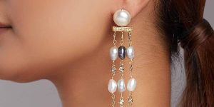White and Grey Pearl Dangler Earrings