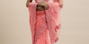 791 Net Pink Embroidered Saree