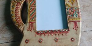 WOODEN ELEPHANT FRAME WITH KUNDAN WORK