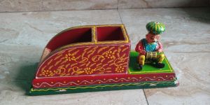 Wooden Pen Stand with Hand Painted