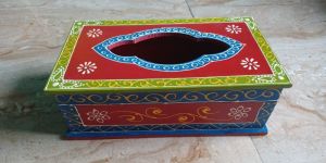 Wooden Tissue Box with Hand Painted