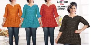 Ladies Rayon Printed Short Top