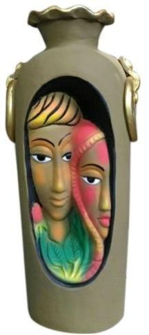 Green Rajvadi Clay Vase