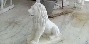 White Marble Lion Statue