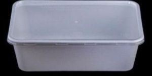 750 Ml White Plastic Rectangle Container