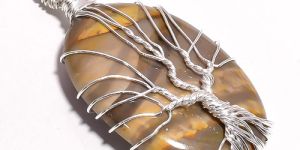 Tree of Life Natural Gemstone Silver Pendant