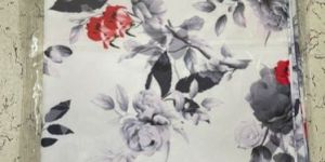 White Printed Cotton Shirt Fabric
