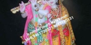 Multicolor Marble Radha Krishna Statue