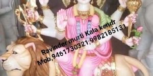 Painted Marble Durga Statue