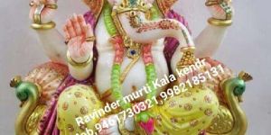 Painted Marble Ganesh Statue