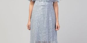 Women Girls Three-Quarter Cape Sleeves Moonlight Flared Calf Length Long Dress