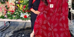 Pure Gaji Silk Dupatta with Bandhani Work