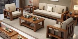 Wooden Sofa Set with Center Table
