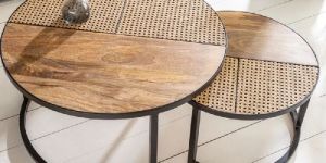 STELLA PREMIUM MANGO ROUND WOOD TABLE SET OF 2