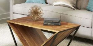 Wooden Top Triangular Coffee Table