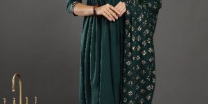 Green Long Kurta Palazzo with Dupatta