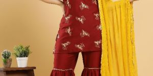 Maroon Kurta Sharara with Dupatta
