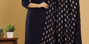 Navy Blue Kurta Palazzo with Dupatta