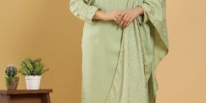 Pista Green Kurta Dupatta Palazzo Set