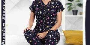 Rayon Front Open Night Suit