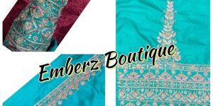 Sky Blue Zardozi Unstitched Suit