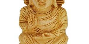 Wooden Lotus Sitting Blessing Buddha Idol