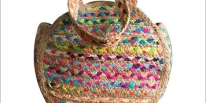 Round Cotton Chindi Jute Bag