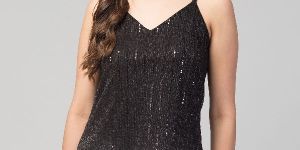 Women Girls Thin Straps Sling Sparkling Spaghetti Tank Top Comfortable Camisole Crop Top