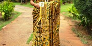 Pure Hand Block Print Modal Silk Ajrakh Saree