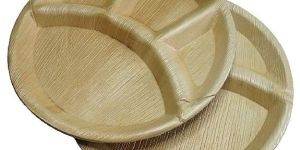 4 Compartment Round Areca Leaf Plate