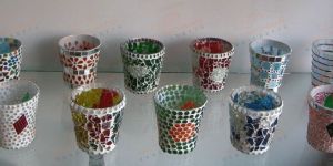 Mosaic Glass Votive T-Light Holder